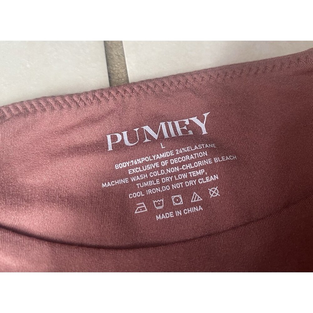NWT PUMIEY Long Sleeve Bodysuit Women's Sexy Crew Neck Tops in Dusty Rose Size L - Picture 7 of 7